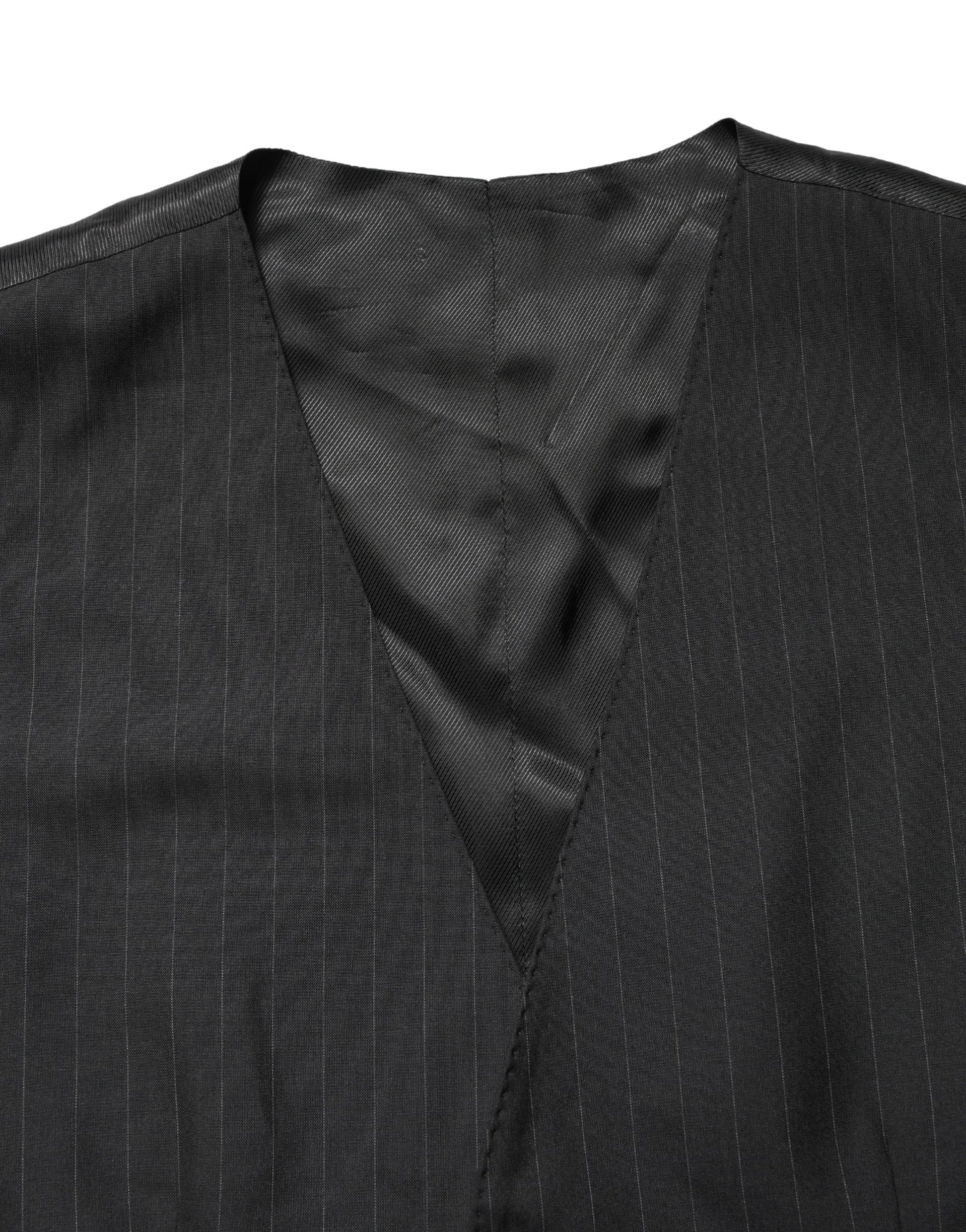 Dolce & Gabbana Black Stripe Single Breasted Waistcoat Vest