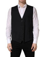 Dolce & Gabbana Black Wool Single Breasted Waistcoat Vest - Eljoys Fashion 