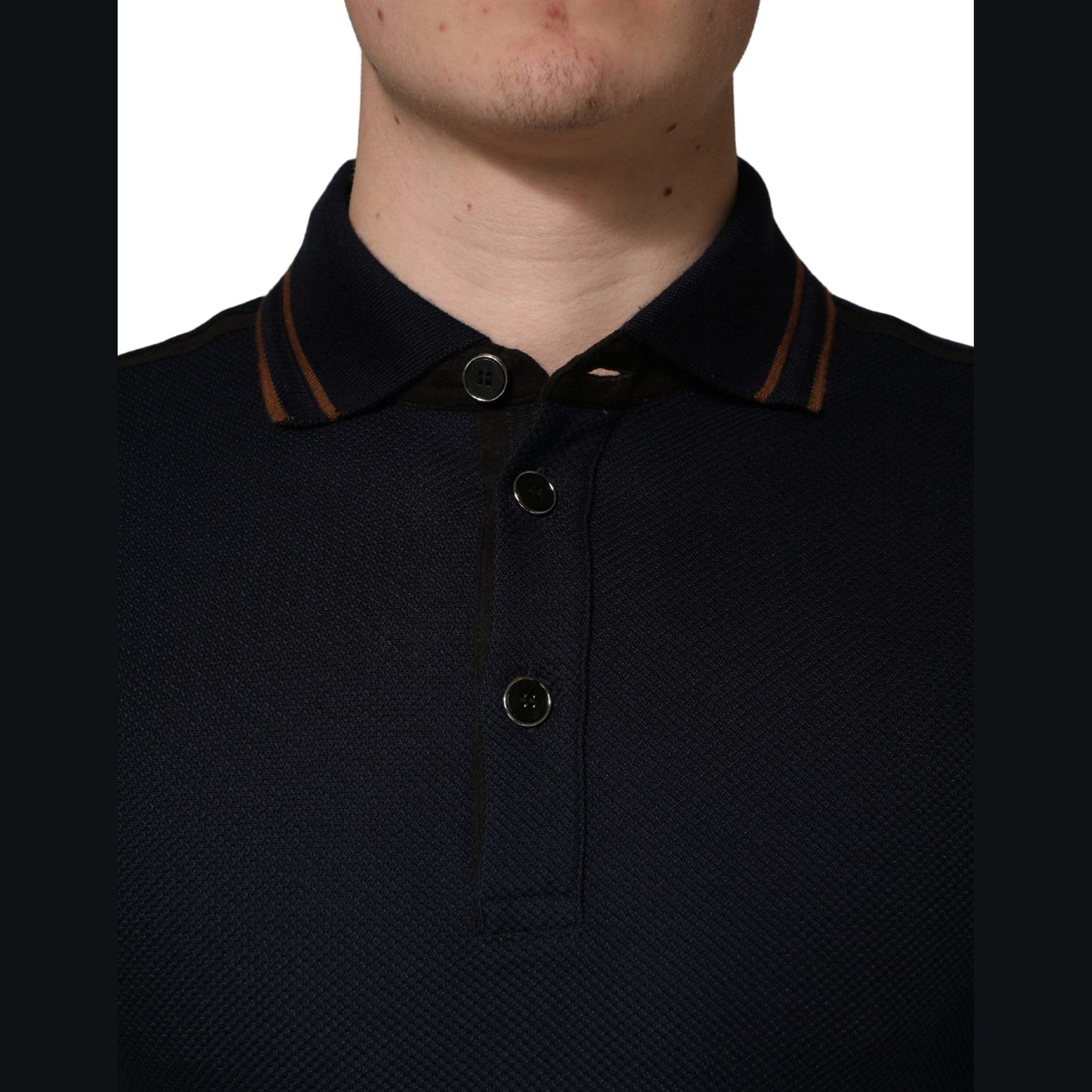 Dolce & Gabbana Dark Blue Silk Short Sleeve Men Polo T-shirt