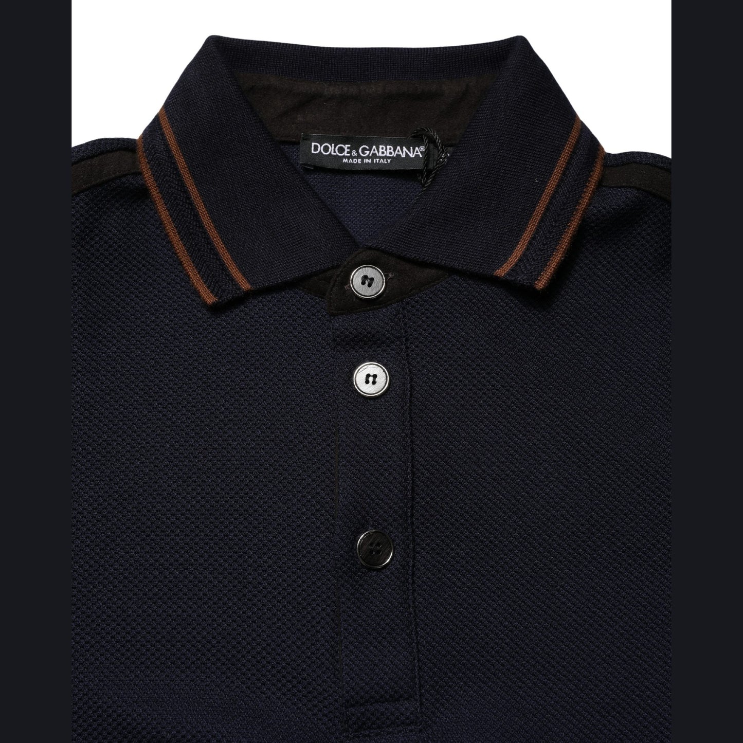 Dolce & Gabbana Dark Blue Silk Short Sleeve Men Polo T-shirt