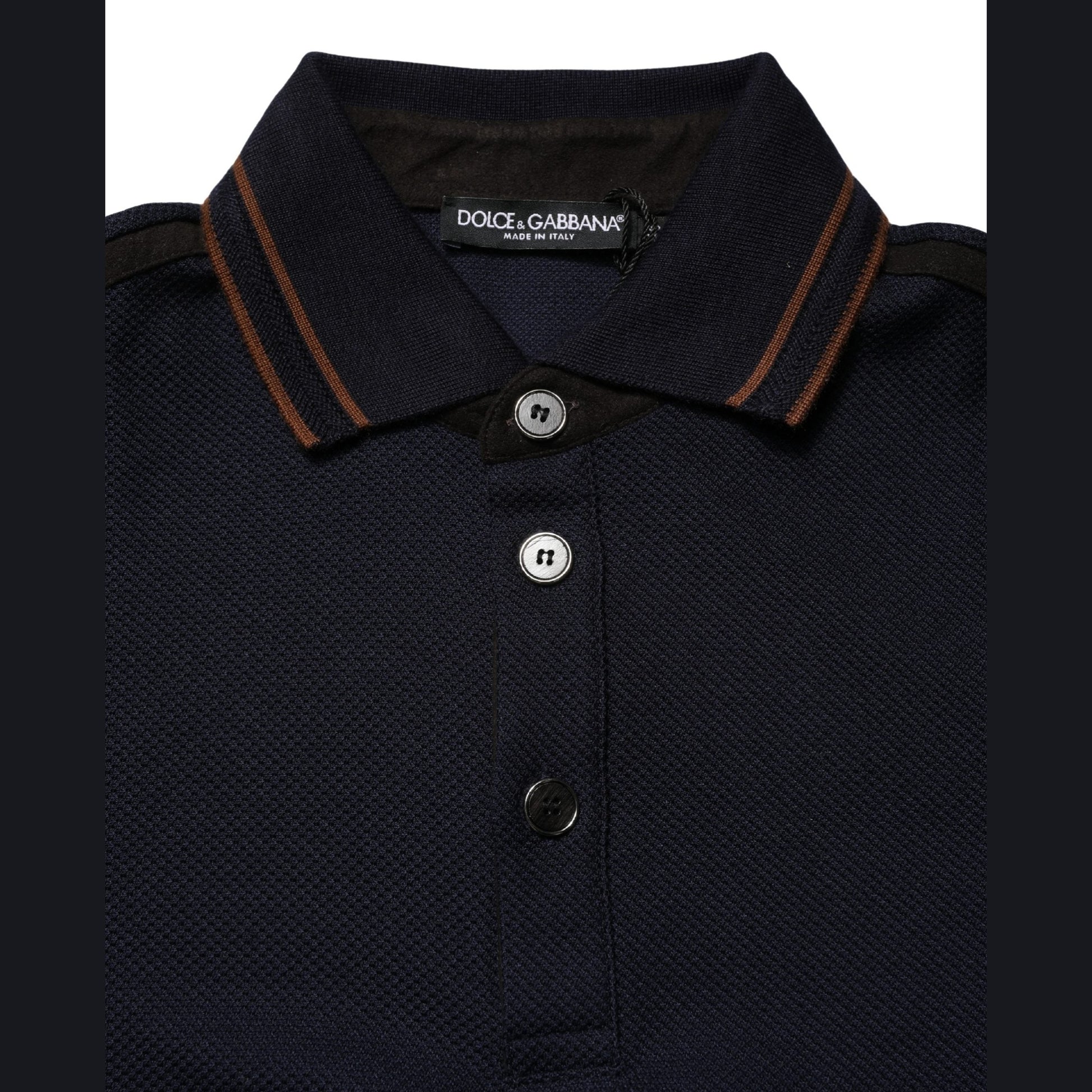 Dolce & Gabbana Dark Blue Silk Short Sleeve Men Polo T-shirt