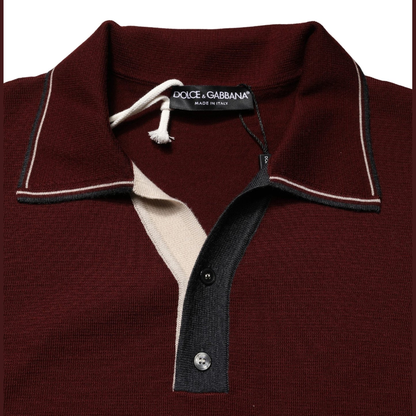 Dolce & Gabbana Maroon Re-Edition Wool Long Sleeves T-shirt