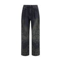 R13 black cotton denim jeans with classic straight-leg fit, front pockets, and stylish stitching details.