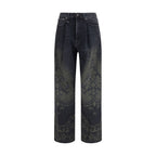R13 black cotton denim jeans with classic straight-leg fit, front pockets, and stylish stitching details.