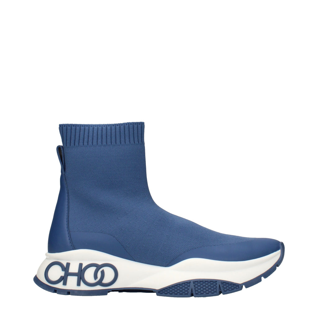 Jimmy Choo blue fabric ankle boots with sleek design and pointed toes, stylish footwear for modern fashion.