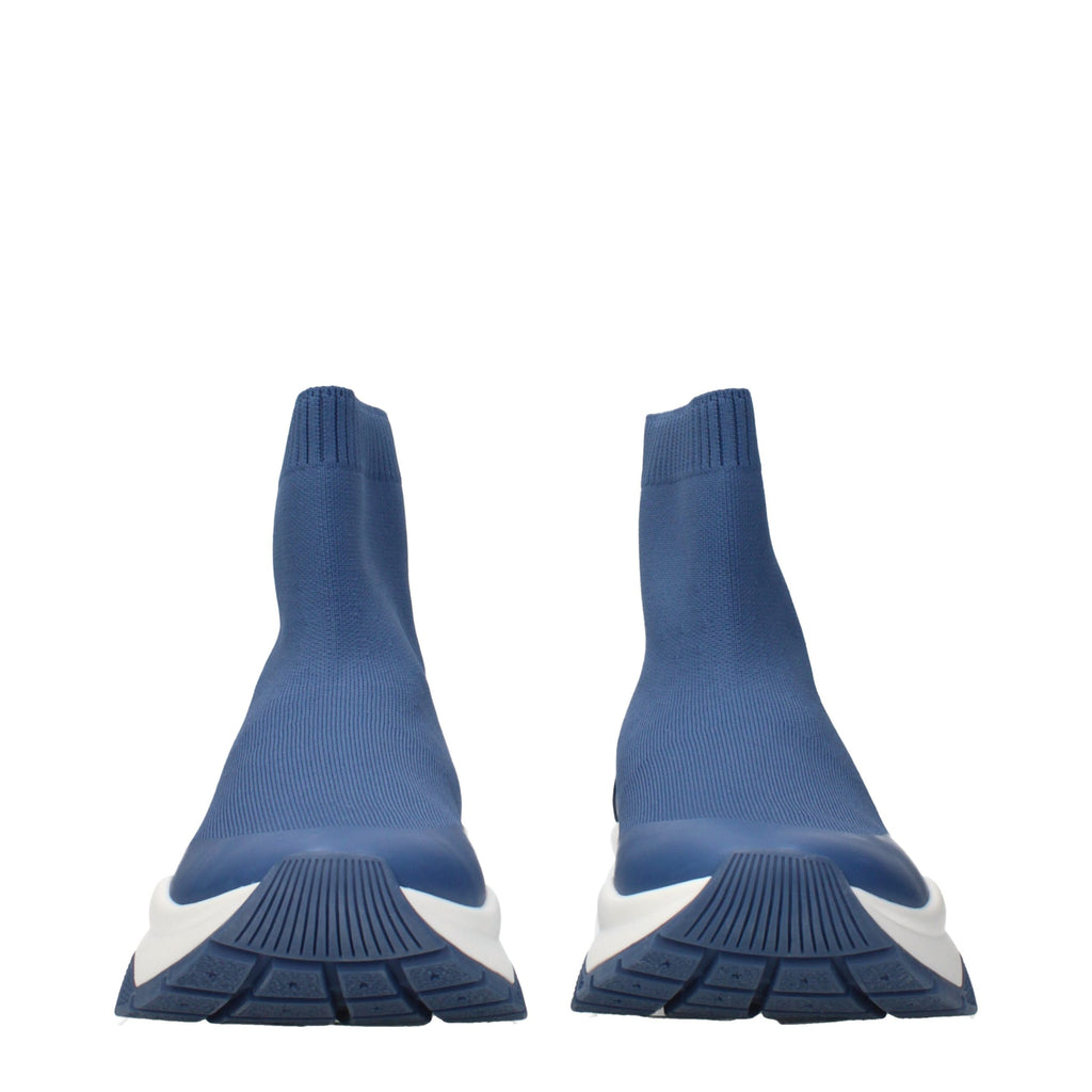 Jimmy Choo blue fabric ankle boots with sleek design and low heel, featuring stylish stitching and modern silhouette.