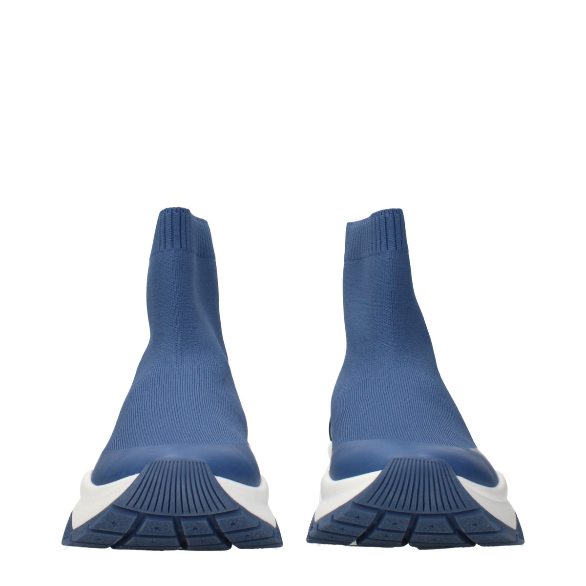 Jimmy Choo blue fabric ankle boots with sleek design and low heel, featuring stylish stitching and modern silhouette.