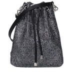 Jimmy Choo black satin crossbody bag with sleek design and subtle branding, featuring a compact shape and elegant finish.