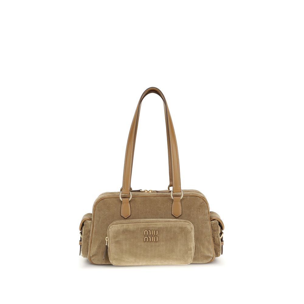 Miu Miu Beige Cotton Shoulder Bag Miu Miu