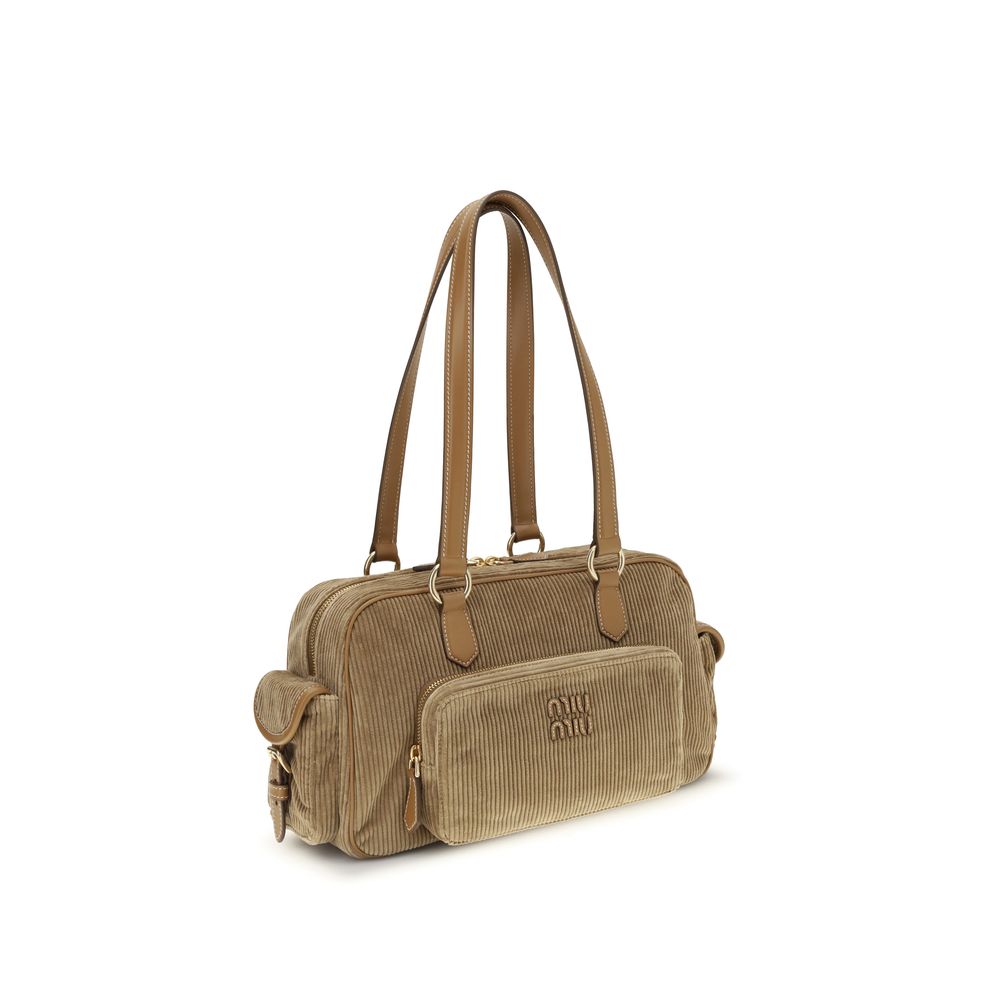 Miu Miu Beige Cotton Shoulder Bag Miu Miu