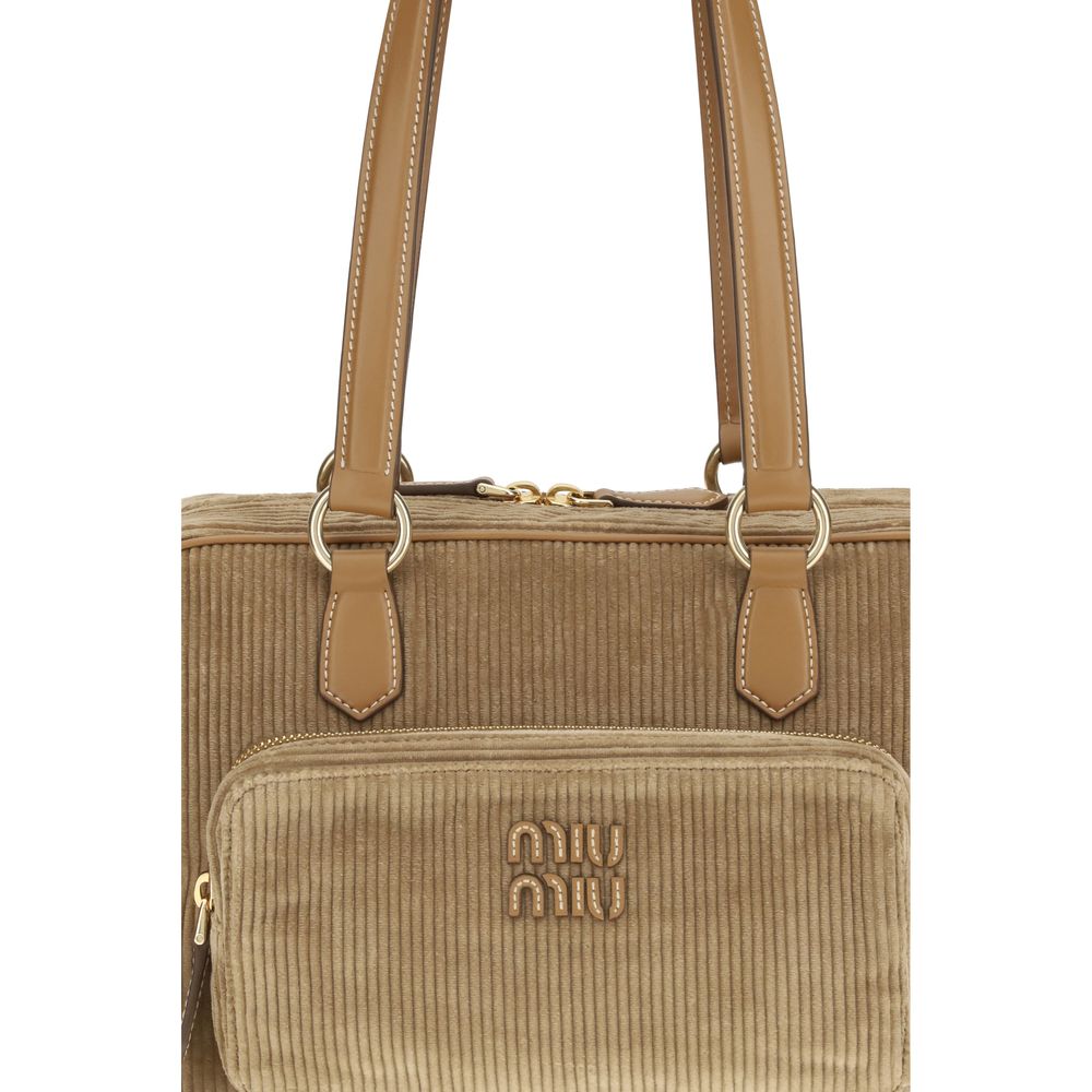 Miu Miu Beige Cotton Shoulder Bag Miu Miu