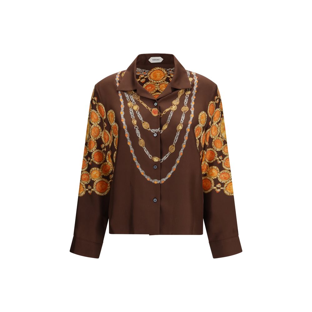 Versace Brown Fabric Pattern Shirt Versace