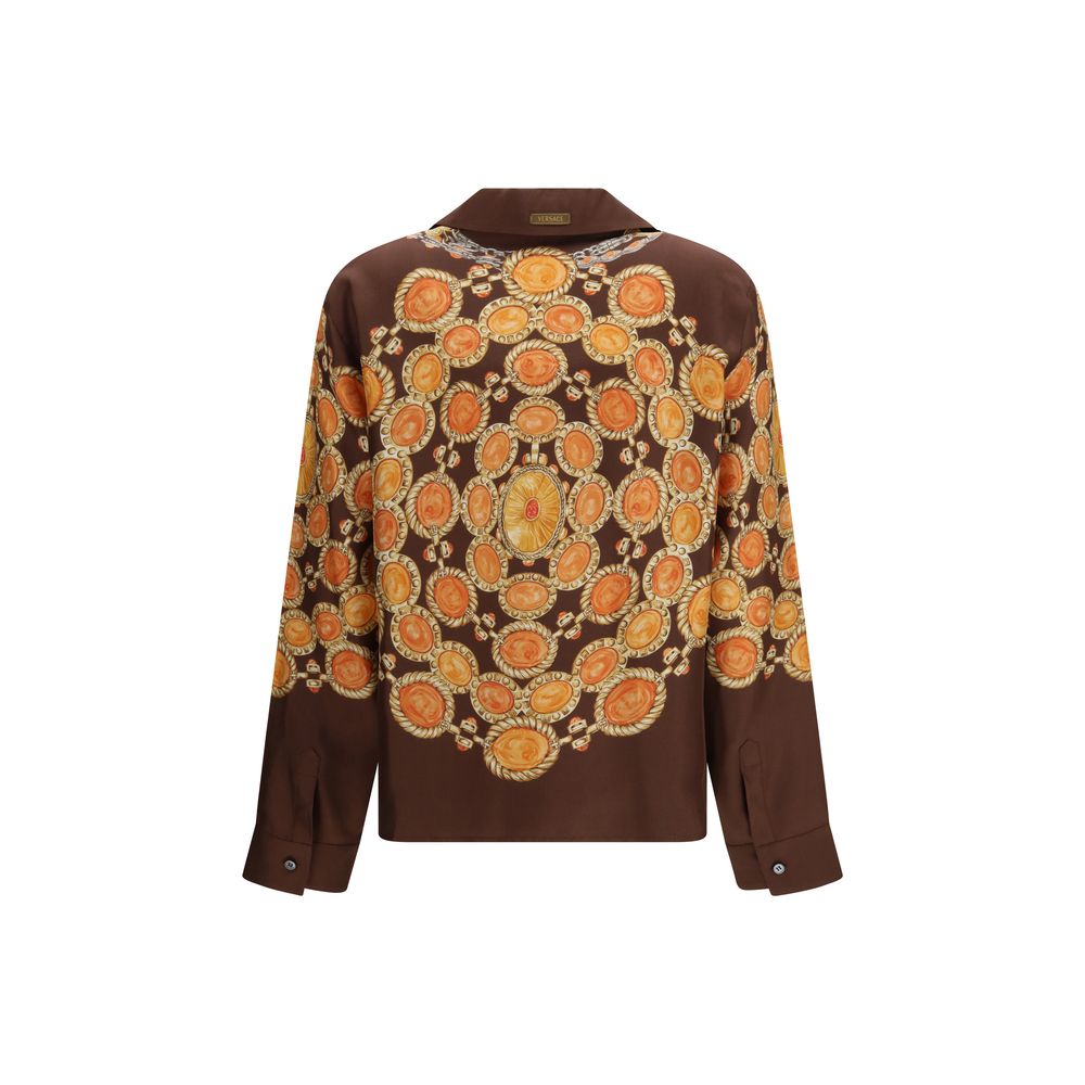 Versace Brown Fabric Pattern Shirt Versace