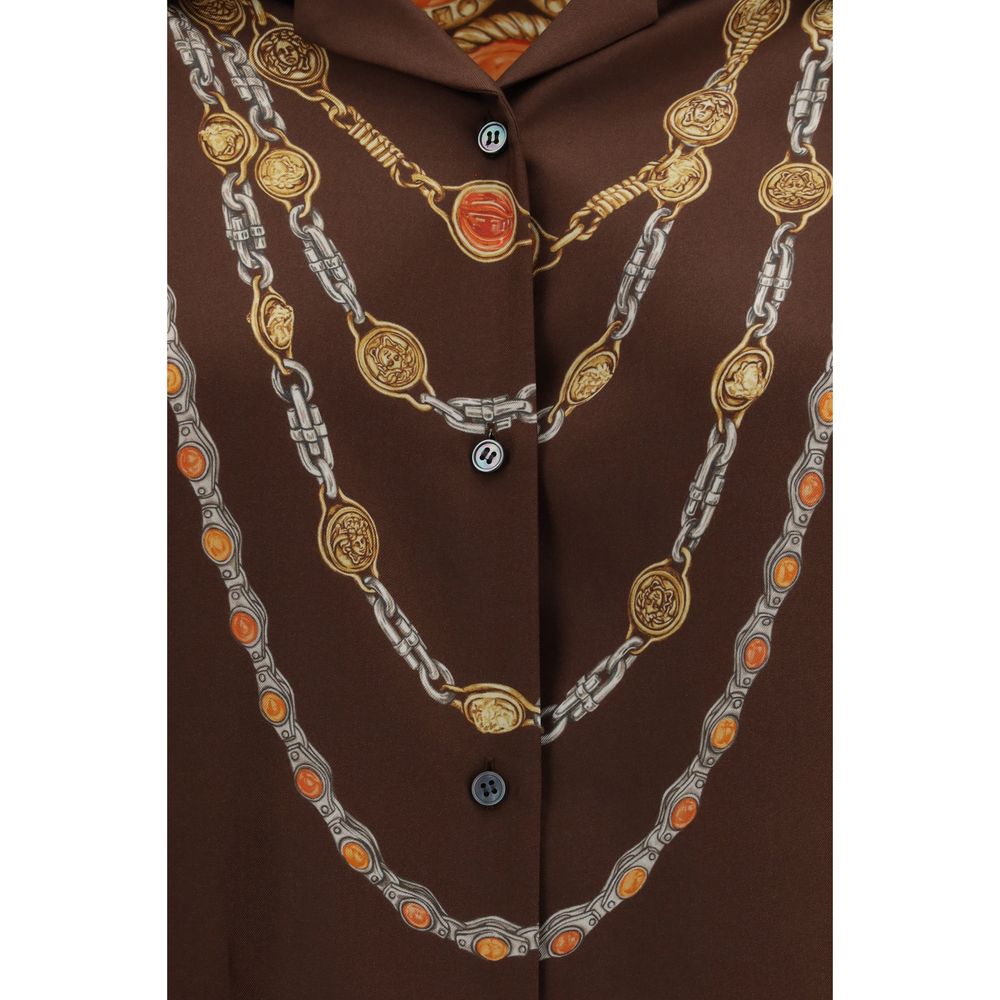 Versace Brown Fabric Pattern Shirt Versace