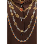 Versace Brown Fabric Pattern Shirt Versace