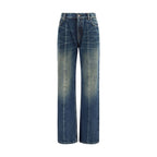 Versace Blue Cotton Straight-Leg Jeans Versace