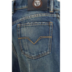 Versace Blue Cotton Straight-Leg Jeans Versace