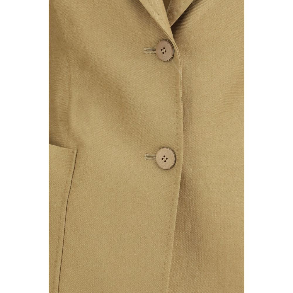 Max Mara Beige Linen Jackets And Coat Max Mara