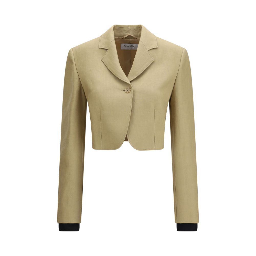 Max Mara Beige Linen Denim Jacket Max Mara