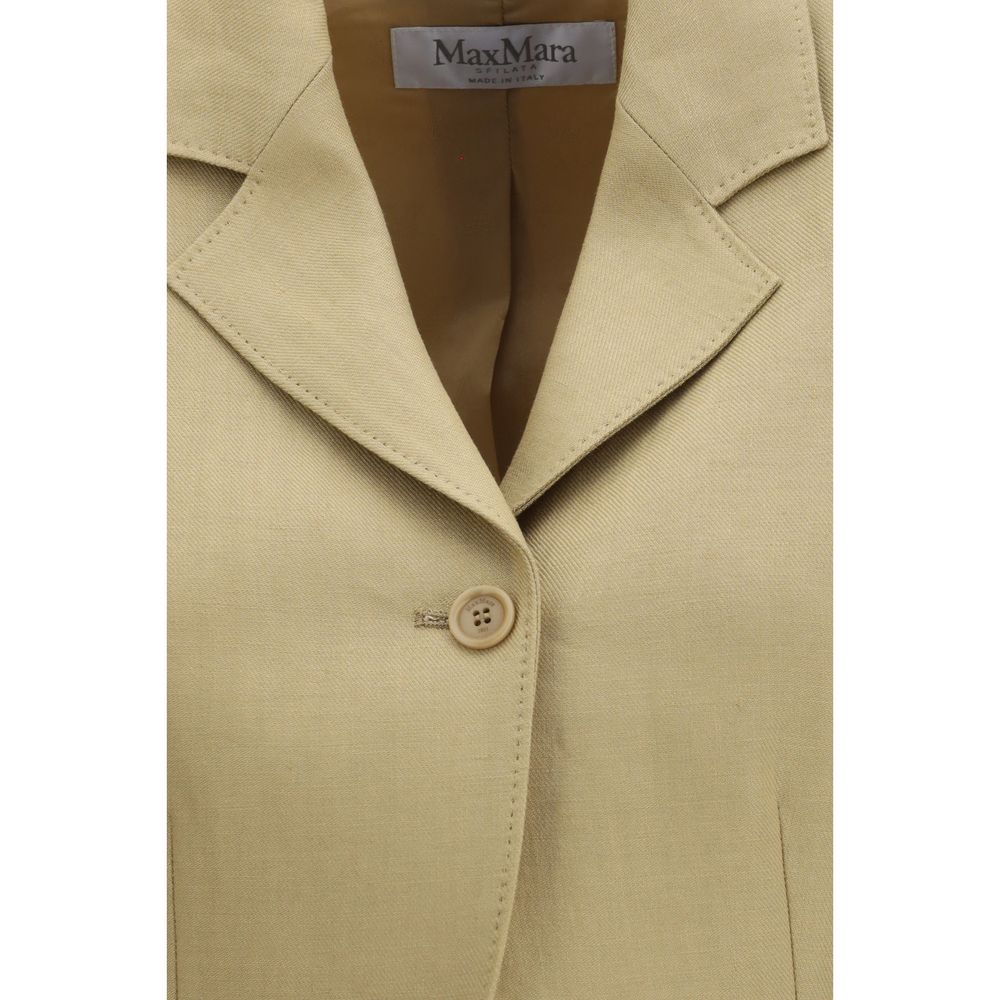 Max Mara Beige Linen Denim Jacket Max Mara