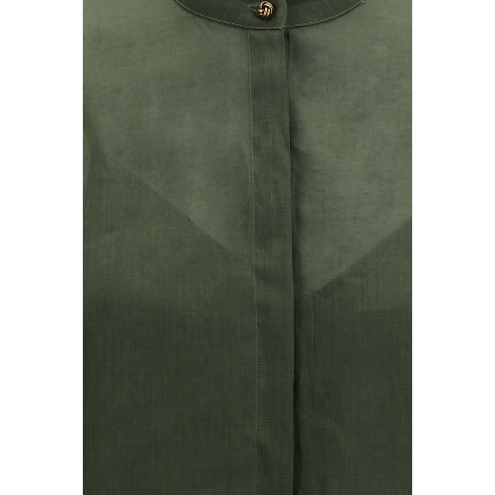 Max Mara Bicolor Ramie Dress Shirt Max Mara