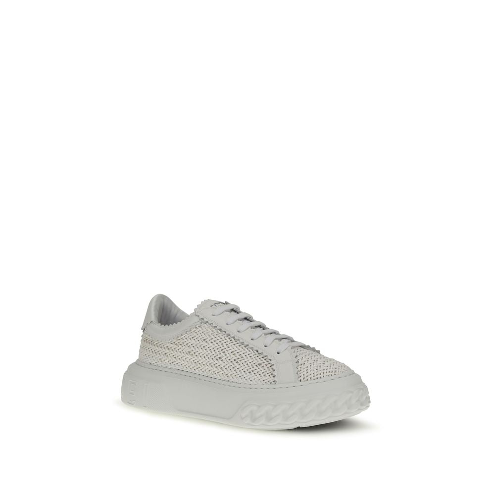Casadei White Calf Leather Bos Taurus Chunky Sneakers Casadei