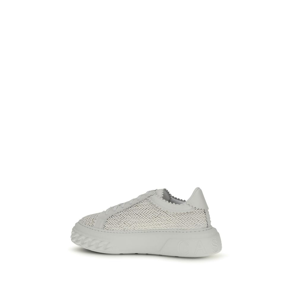 Casadei White Calf Leather Bos Taurus Chunky Sneakers Casadei