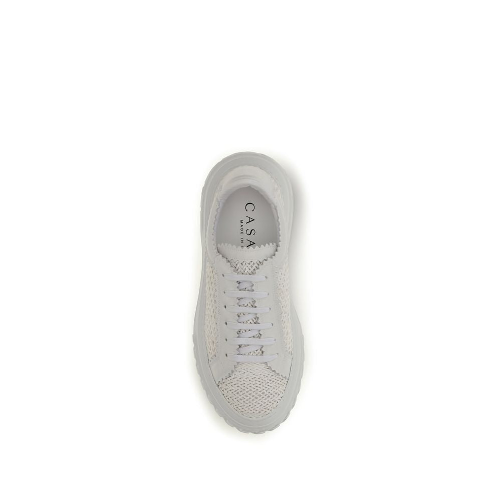 Casadei White Calf Leather Bos Taurus Chunky Sneakers Casadei