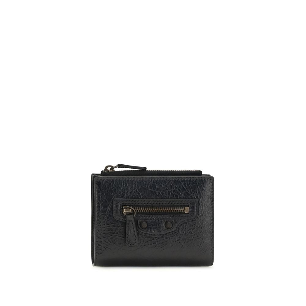 Balenciaga black lamb leather Ovis Aries wallet with sleek design and minimal branding.