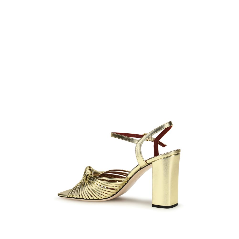 Valentino Garavani Gold Calf Leather Bos Taurus Platform Sandals Valentino Garavani