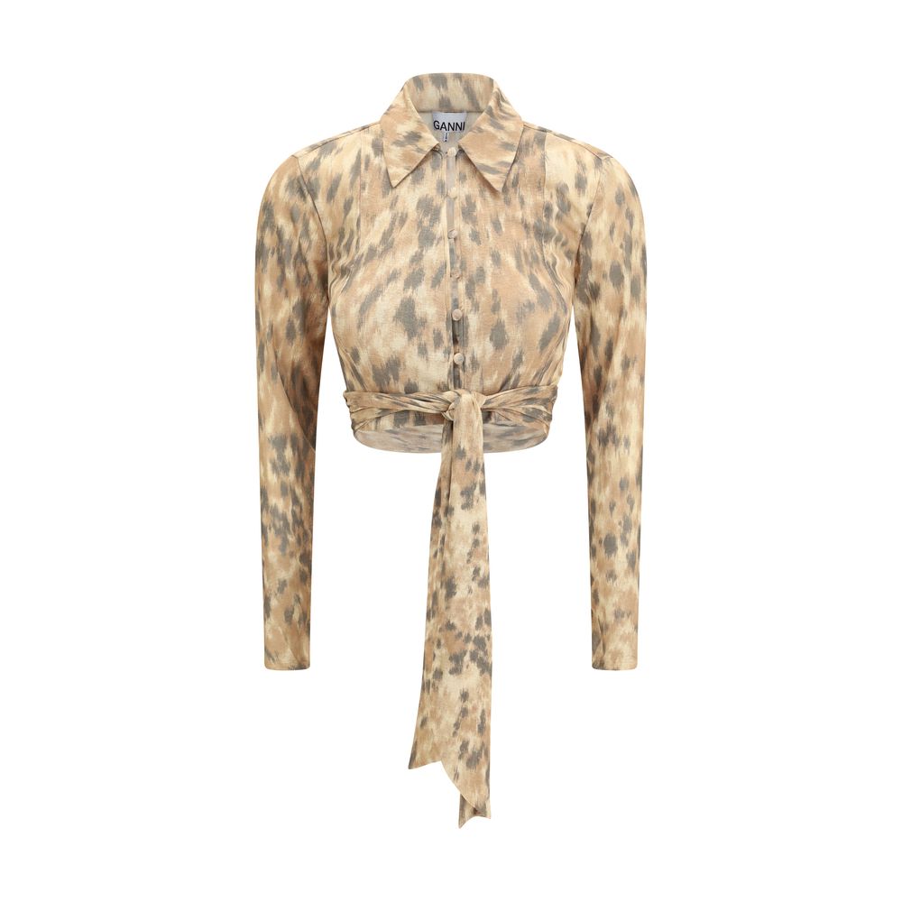 Ganni Beige Recycled Polyester Blouse Ganni