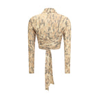 Ganni Beige Recycled Polyester Blouse - Eljoys Fashion 