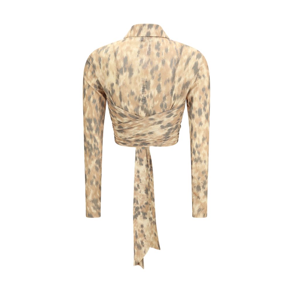 Ganni Beige Recycled Polyester Blouse Ganni