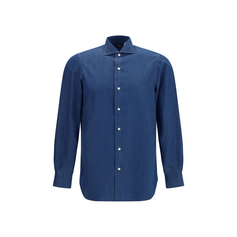 Finamore Blue Cotton Shirt Finamore