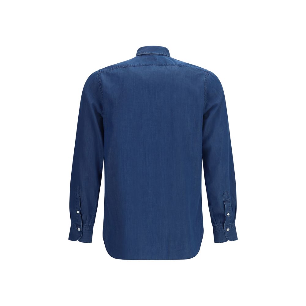 Finamore Blue Cotton Shirt Finamore