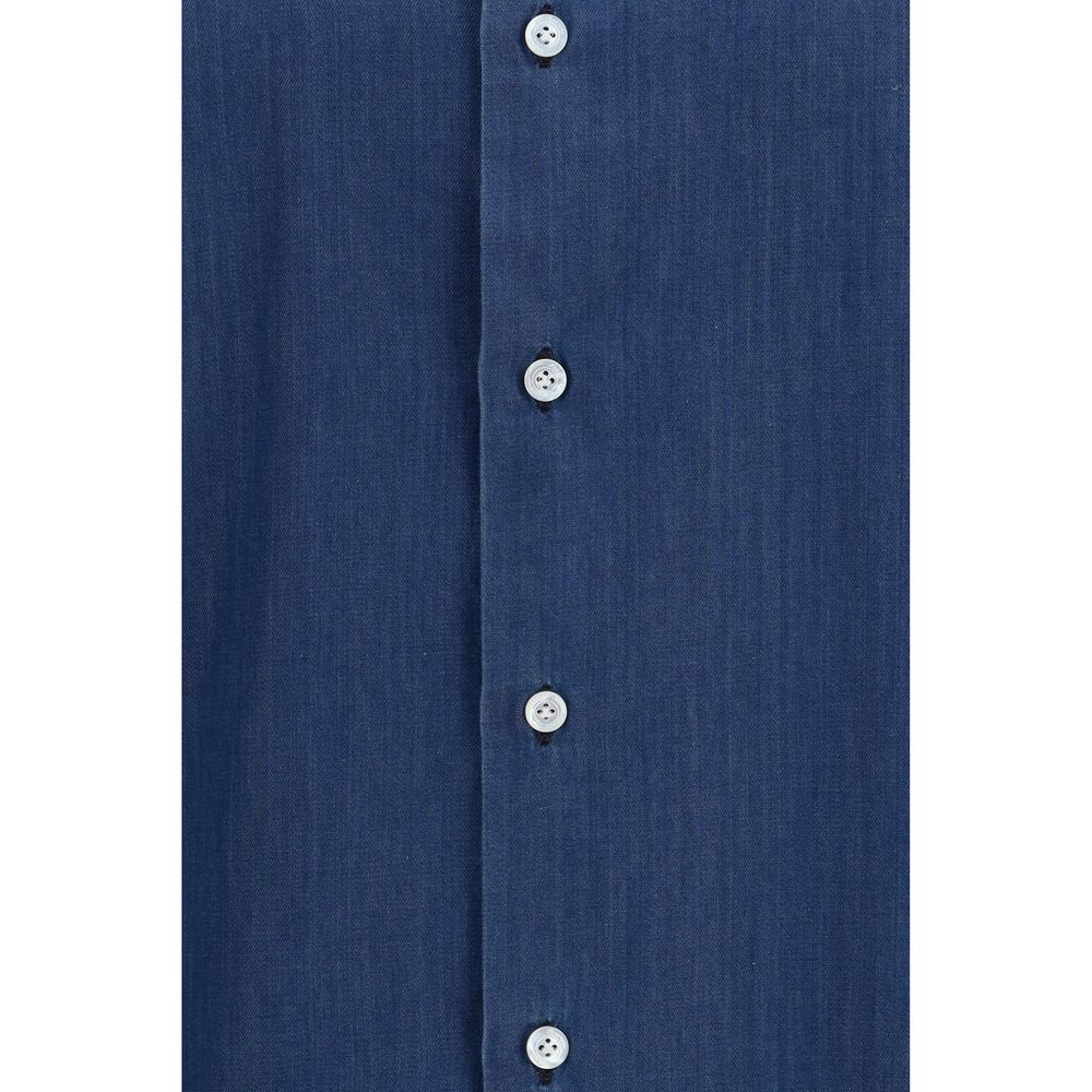 Finamore Blue Cotton Shirt Finamore