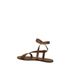 Manebi Brown Calf Leather Bos Taurus Flat Sandals Manebi
