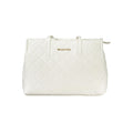 Mario Valentino white polyurethane women's bag with sleek design and structured shape, featuring handles and subtle detailing.