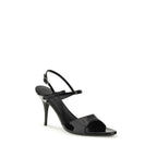 Black calf leather Balenciaga Bos Taurus stiletto heel sandals with sleek design and ankle strap detail.