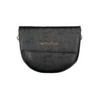 Mario Valentino Nero polyurethane women's bag with sleek design and silver hardware, featuring a top handle and adjustable strap.