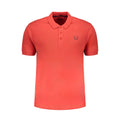 Red cotton men’s polo shirt by Gianmarco Venturi, featuring a classic collar and short sleeves, displayed on a plain background.
