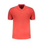 Red cotton men’s polo shirt by Gianmarco Venturi, featuring a classic collar and short sleeves, displayed on a plain background.