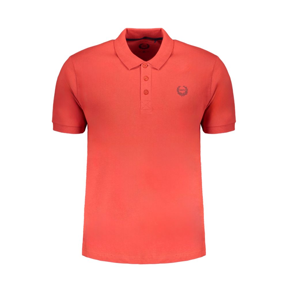 Red cotton men’s polo shirt by Gianmarco Venturi, featuring a classic collar and short sleeves, displayed on a plain background.