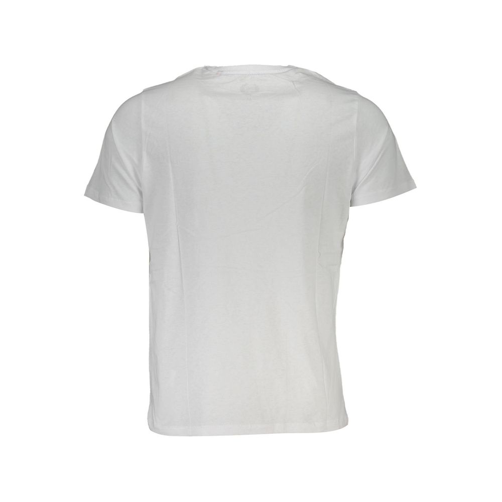 Gianmarco Venturi Bianco cotton men's T-shirt displayed on a hanger, showcasing a classic white short-sleeve shirt.