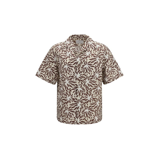 Prada Brown Cotton Pattern Shirt Prada
