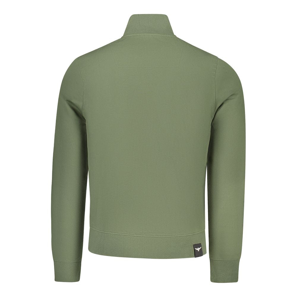 Green cotton men's sweatshirt by Accademia Militare, featuring a classic fit and military-inspired design.