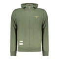 Blue cotton men's hoodie by Accademia Militare featuring a comfortable fit and casual style, shown on a model.