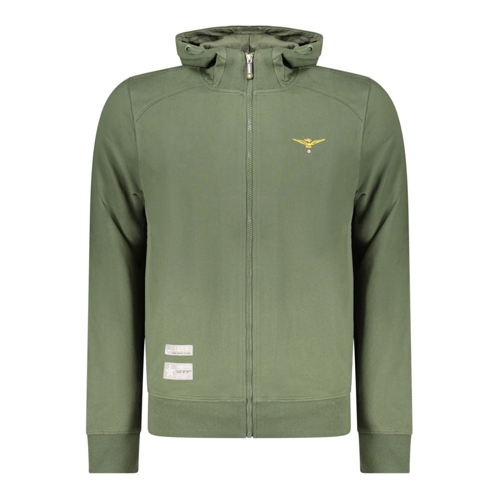 Blue cotton men's hoodie by Accademia Militare featuring a comfortable fit and casual style, shown on a model.