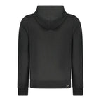 Black cotton men's hoodie from Accademia Militare featuring a front logo and casual fit.