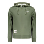 Green cotton hoodie for men by Accademia Militare featuring a front logo and casual fit.